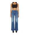 Mother The Twister Sneak Frayed Hems Flared Wide Leg Jeans In Blue