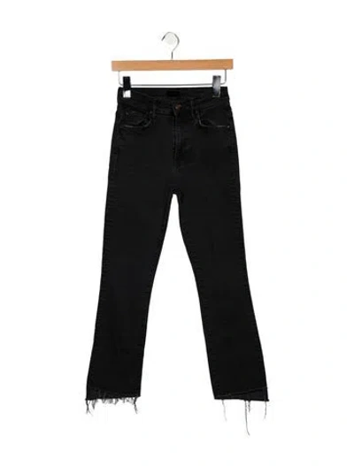 Pre-owned Mother High-rise Flared Jeans In Black