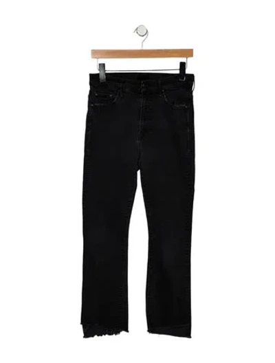 Pre-owned Mother High-rise Flared Jeans In Black