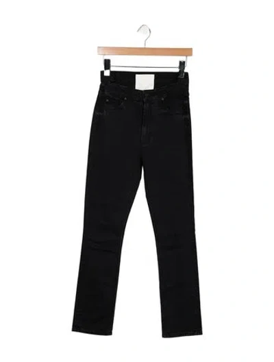 Pre-owned Mother High-rise Flared Jeans In Black