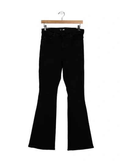 Pre-owned Mother High-rise Flared Jeans In Black