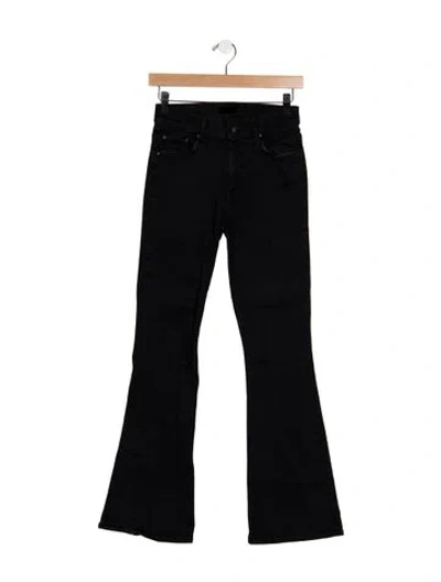 Pre-owned Mother High-rise Flared Jeans In Black