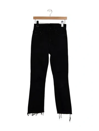 Pre-owned Mother High-rise Flared Jeans In Black