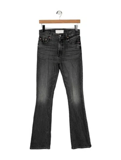 Pre-owned Mother High-rise Flared Jeans In Black