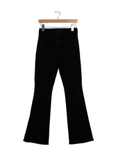 Pre-owned Mother High-rise Flared Jeans In Black