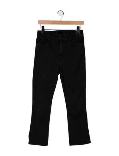 Pre-owned Mother High-rise Flared Jeans In Black