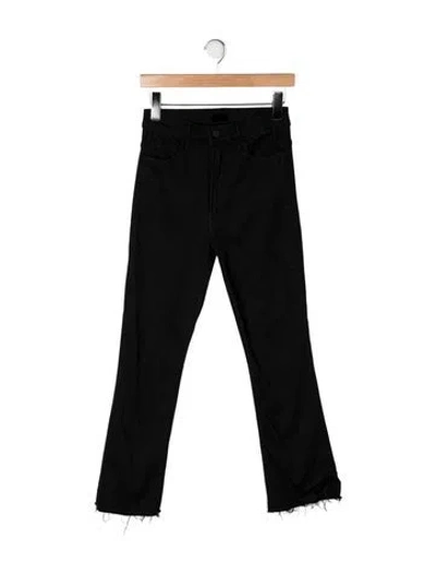 Pre-owned Mother High-rise Flared Jeans In Black