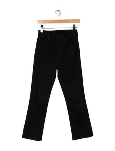 Pre-owned Mother High-rise Flared Jeans In Black