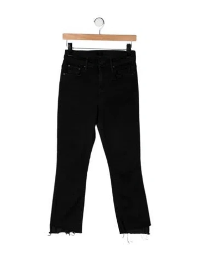 Pre-owned Mother High-rise Flared Jeans In Black