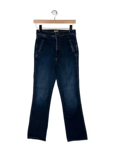 Pre-owned Mother High-rise Flared Jeans In Blue
