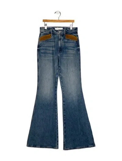 Pre-owned Mother High-rise Flared Jeans In Blue