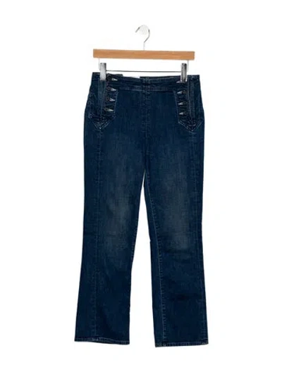 Pre-owned Mother High-rise Flared Jeans In Blue