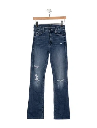 Pre-owned Mother High-rise Flared Jeans In Blue