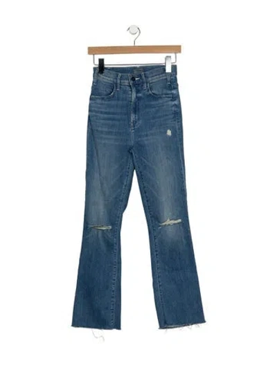 Pre-owned Mother High-rise Flared Jeans In Blue