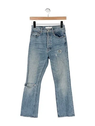Pre-owned Mother High-rise Flared Jeans In Blue