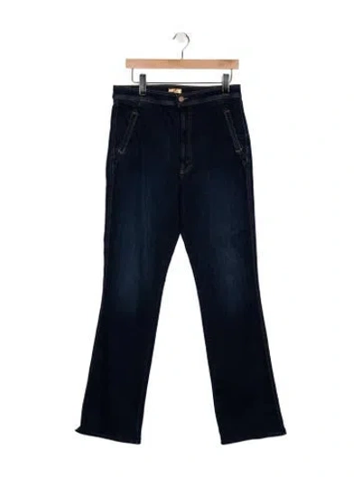 Pre-owned Mother High-rise Flared Jeans In Blue