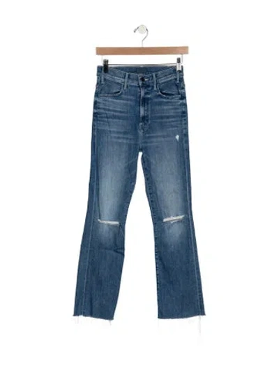 Pre-owned Mother High-rise Flared Jeans In Blue