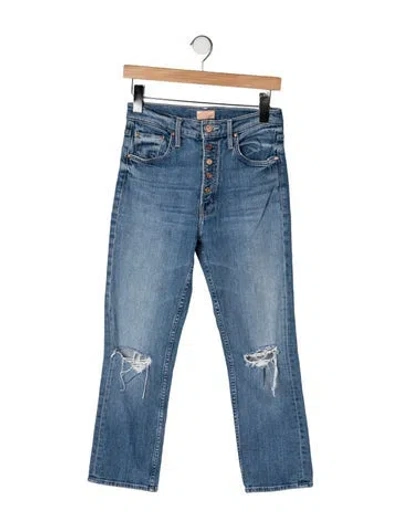 Pre-owned Mother High-rise Flared Jeans In Blue