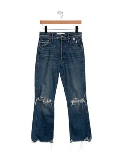 Pre-owned Mother High-rise Flared Jeans In Blue