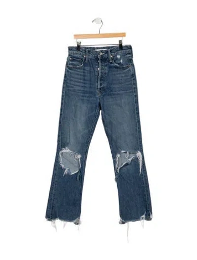 Pre-owned Mother High-rise Flared Jeans In Blue