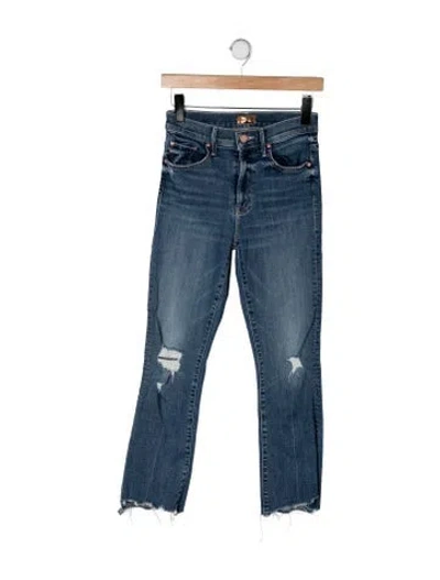 Pre-owned Mother High-rise Flared Jeans In Blue