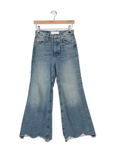 Pre-owned Mother High-rise Flared Jeans In Blue