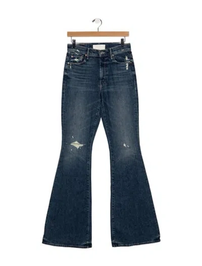 Pre-owned Mother High-rise Flared Jeans In Blue