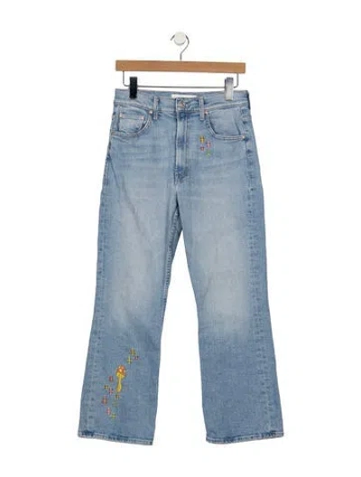 Pre-owned Mother High-rise Flared Jeans In Blue