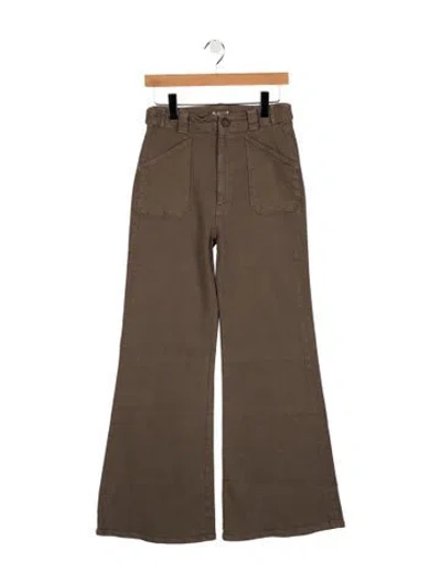 Pre-owned Mother High-rise Flared Jeans In Brown