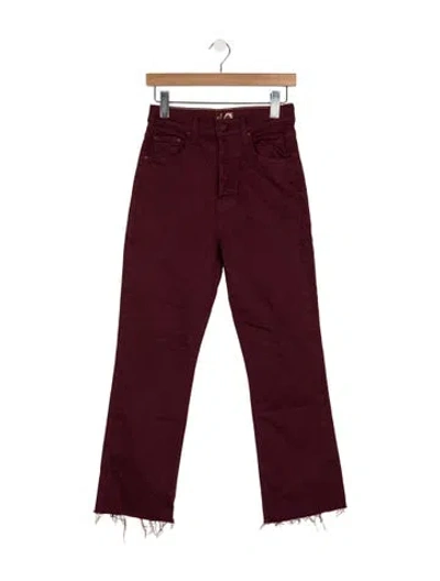 Pre-owned Mother High-rise Flared Jeans In Burgundy