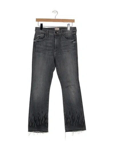 Pre-owned Mother High-rise Flared Jeans In Gray