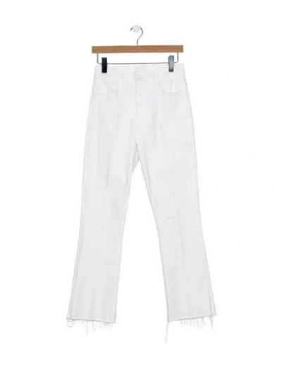Pre-owned Mother High-rise Flared Jeans In White