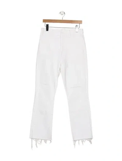 Pre-owned Mother High-rise Flared Jeans In White
