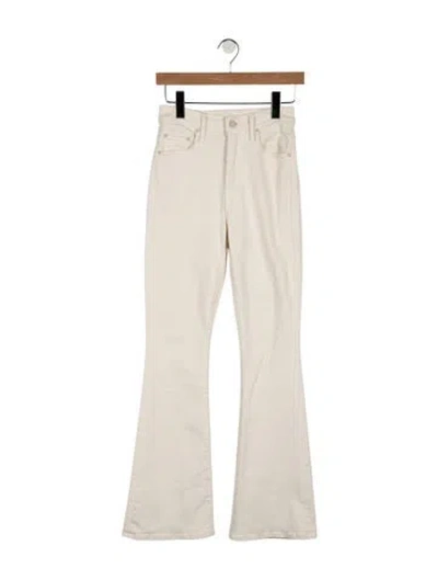 Pre-owned Mother High-rise Flared Jeans In White