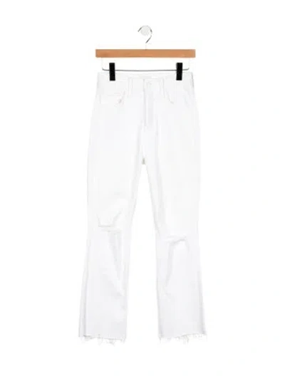 Pre-owned Mother High-rise Flared Jeans In White