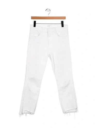 Pre-owned Mother High-rise Flared Jeans In White