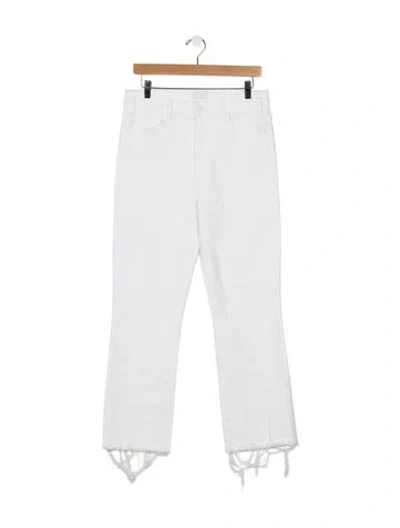 Pre-owned Mother High-rise Flared Jeans In White
