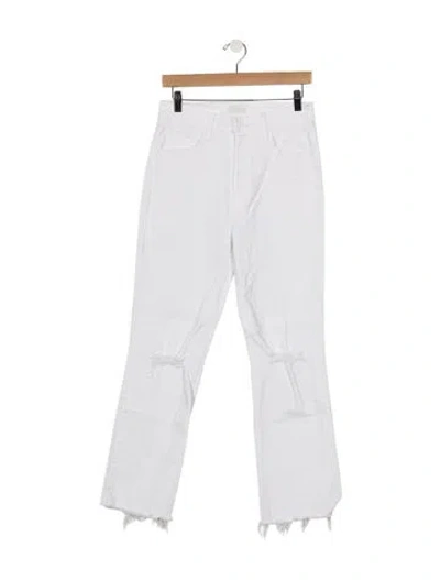 Pre-owned Mother High-rise Flared Jeans In White