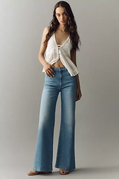 Mother High-rise Hustler Roller Sneak Jeans In Blue