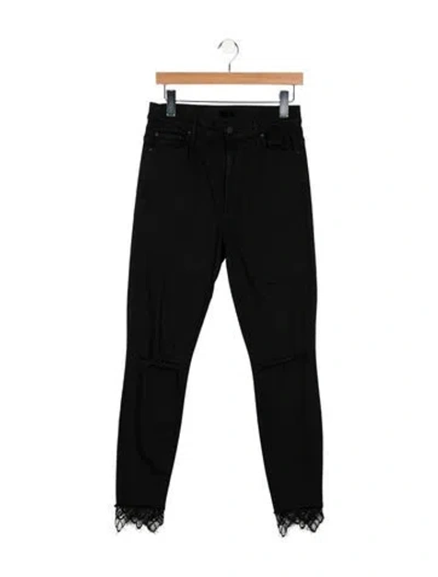 Pre-owned Mother High-rise Skinny Leg Jeans In Black