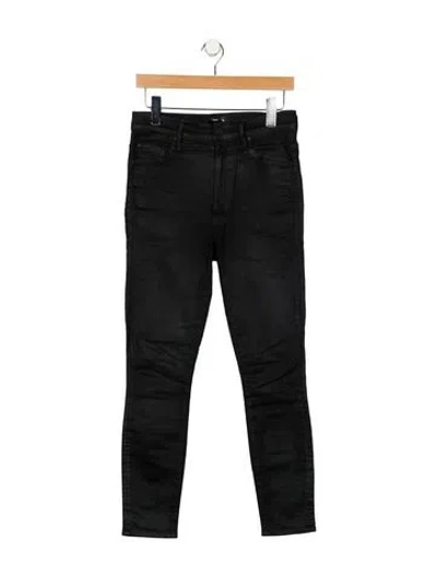 Pre-owned Mother High-rise Skinny Leg Jeans In Black