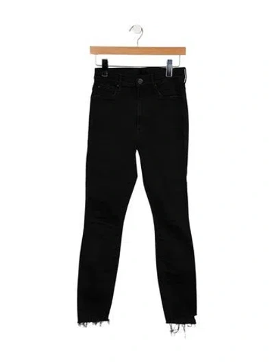 Pre-owned Mother High-rise Skinny Leg Jeans In Black