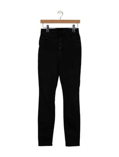Pre-owned Mother High-rise Skinny Leg Jeans In Black