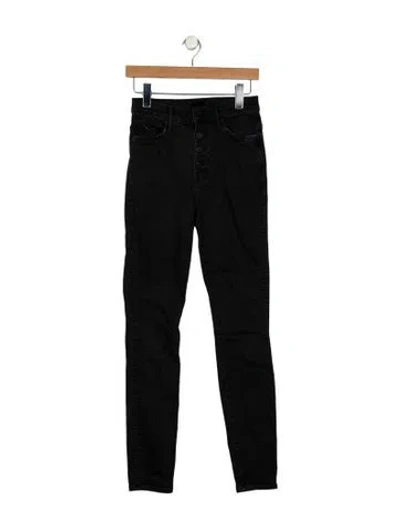 Pre-owned Mother High-rise Skinny Leg Jeans In Black