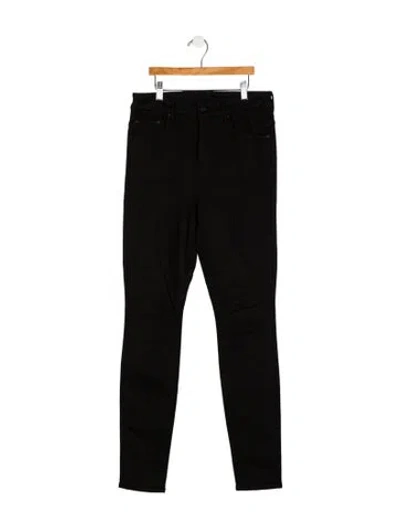Pre-owned Mother High-rise Skinny Leg Jeans In Black