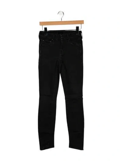 Pre-owned Mother High-rise Skinny Leg Jeans In Black