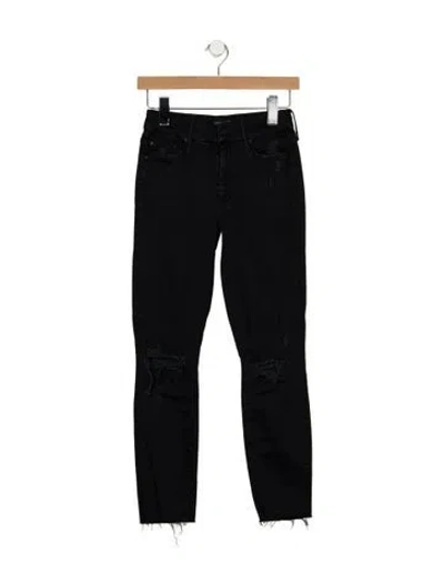 Pre-owned Mother High-rise Skinny Leg Jeans In Black