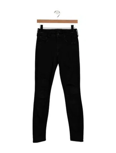 Pre-owned Mother High-rise Skinny Leg Jeans In Black