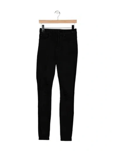 Pre-owned Mother High-rise Skinny Leg Jeans In Black