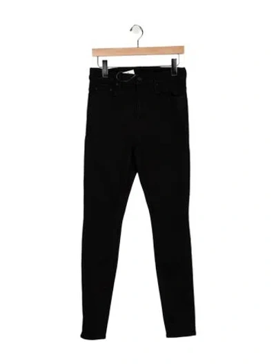 Pre-owned Mother High-rise Skinny Leg Jeans In Black